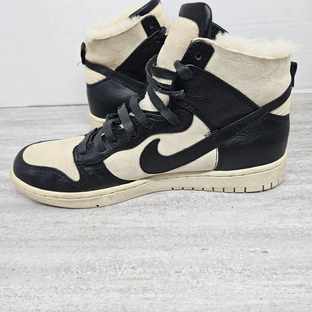 Nike Dunk High‎ Lux SP Sherpa Sneaker Shoes US 9 744301-002 Black Beige
